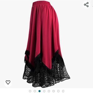 Arkfell Long Skirt for Women Double-Layer Lace Tassels Renaissance Victo…